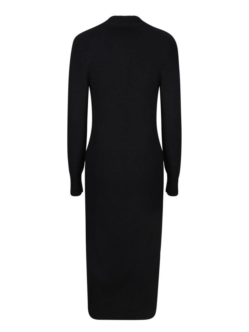 Sacai Elegant Black Wool Dress