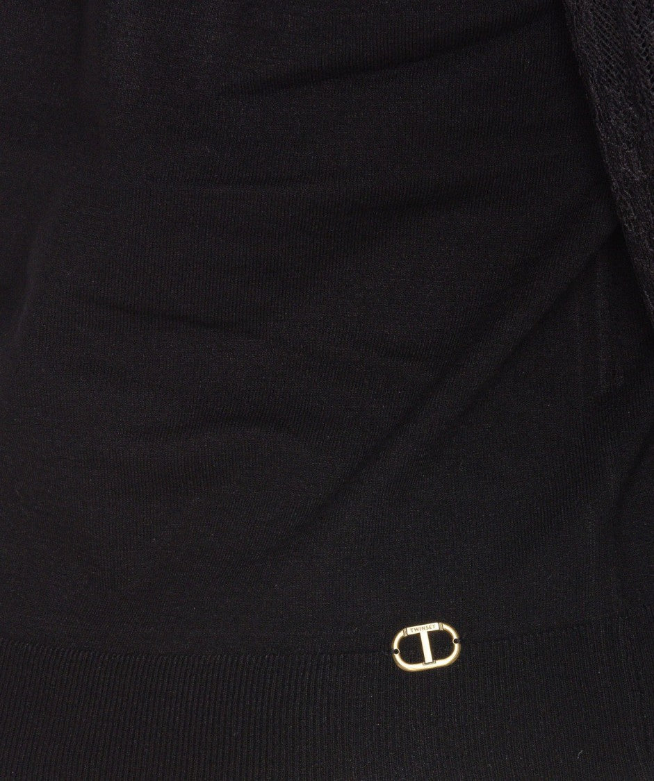 Twin-Set Knitwear Blouse With Deep V-Neckline