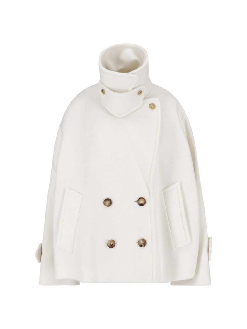 Chloé Boxy White Jacket With High Stand Collar
