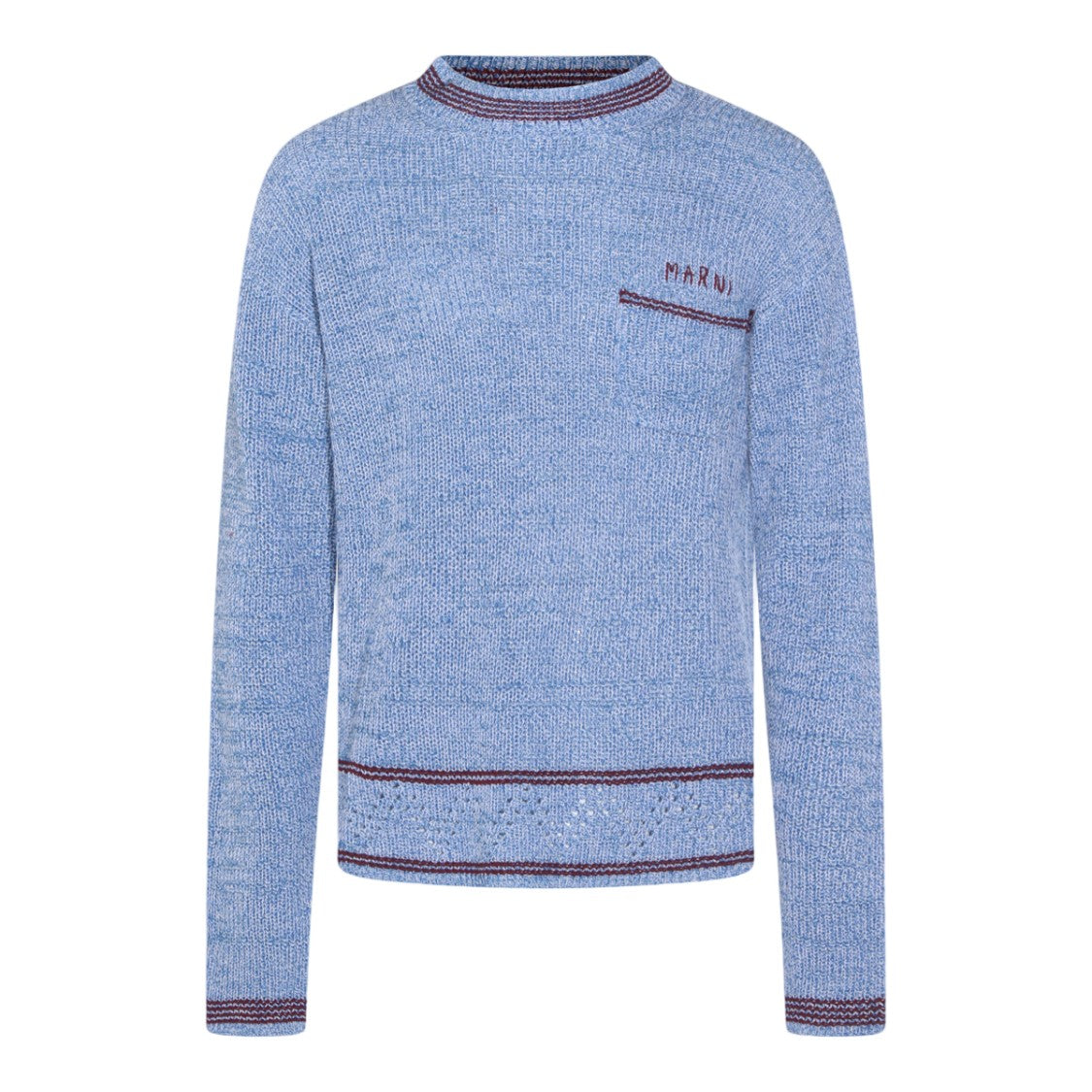 Marni Textured Knit Sweater With Contrasting Trim And Chest Pocket