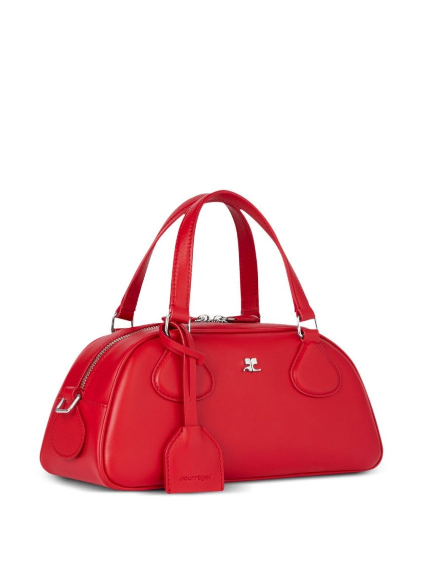 Courrèges Red Elongated Silver Hardware Leather Bag