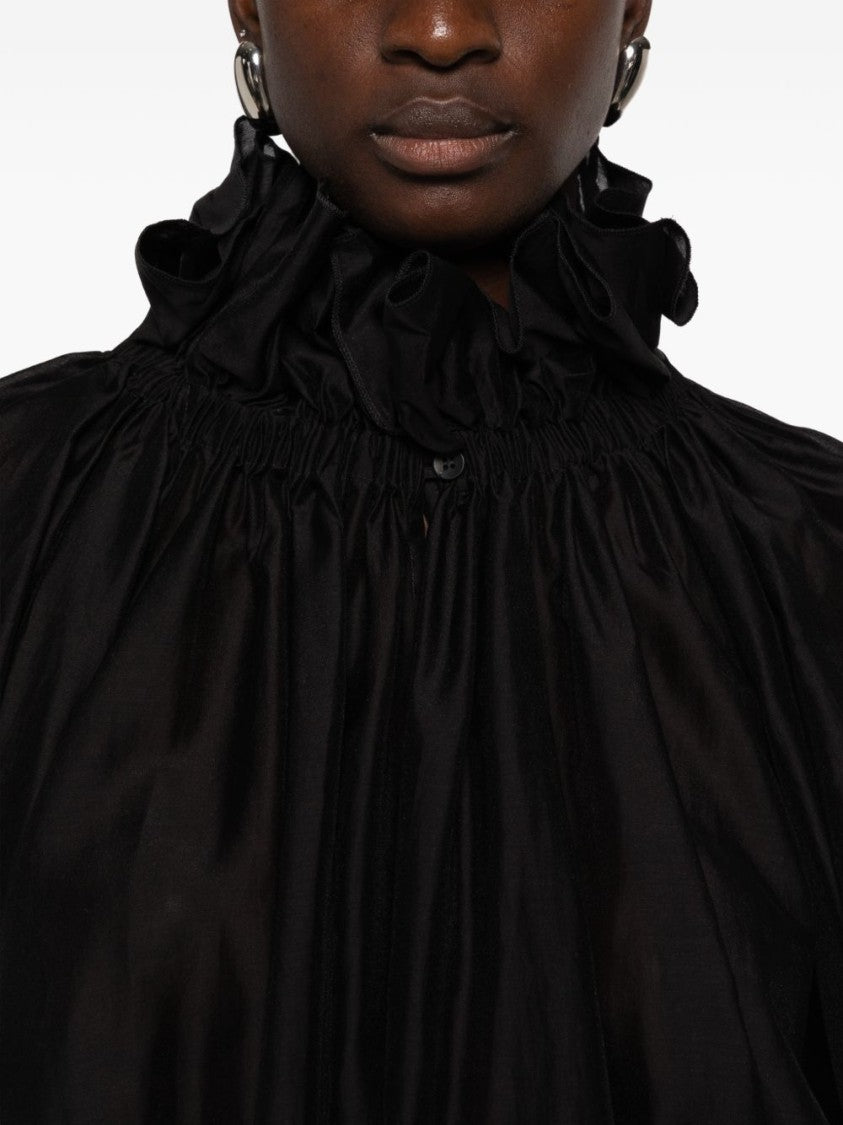 The Latest Black Flowing Ruffled Shirt