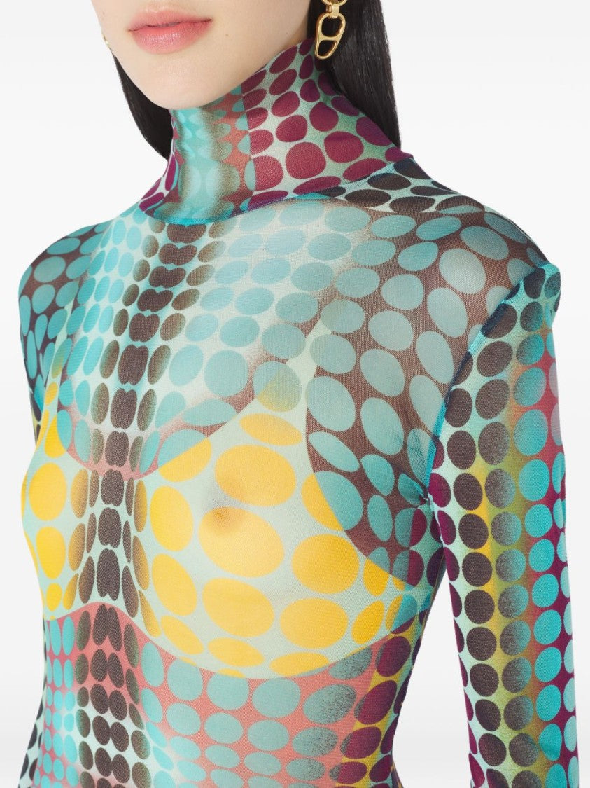 Jean Paul Gaultier Multicolour Silk And Nylon Bodycon Dress