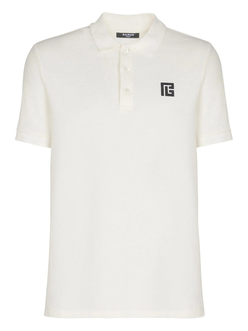 Balmain White Classic Ss Cotton Polo Shirt