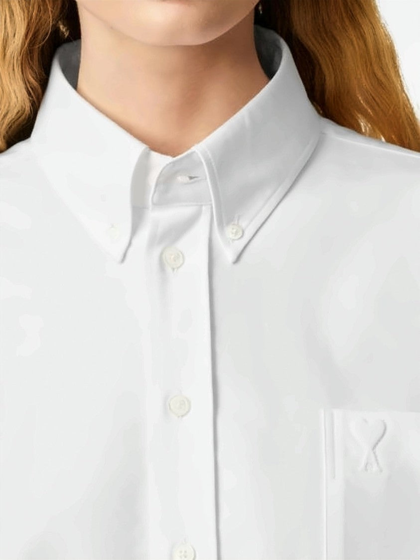 Ami Paris Cropped Oversized Shirt With Heart Logo