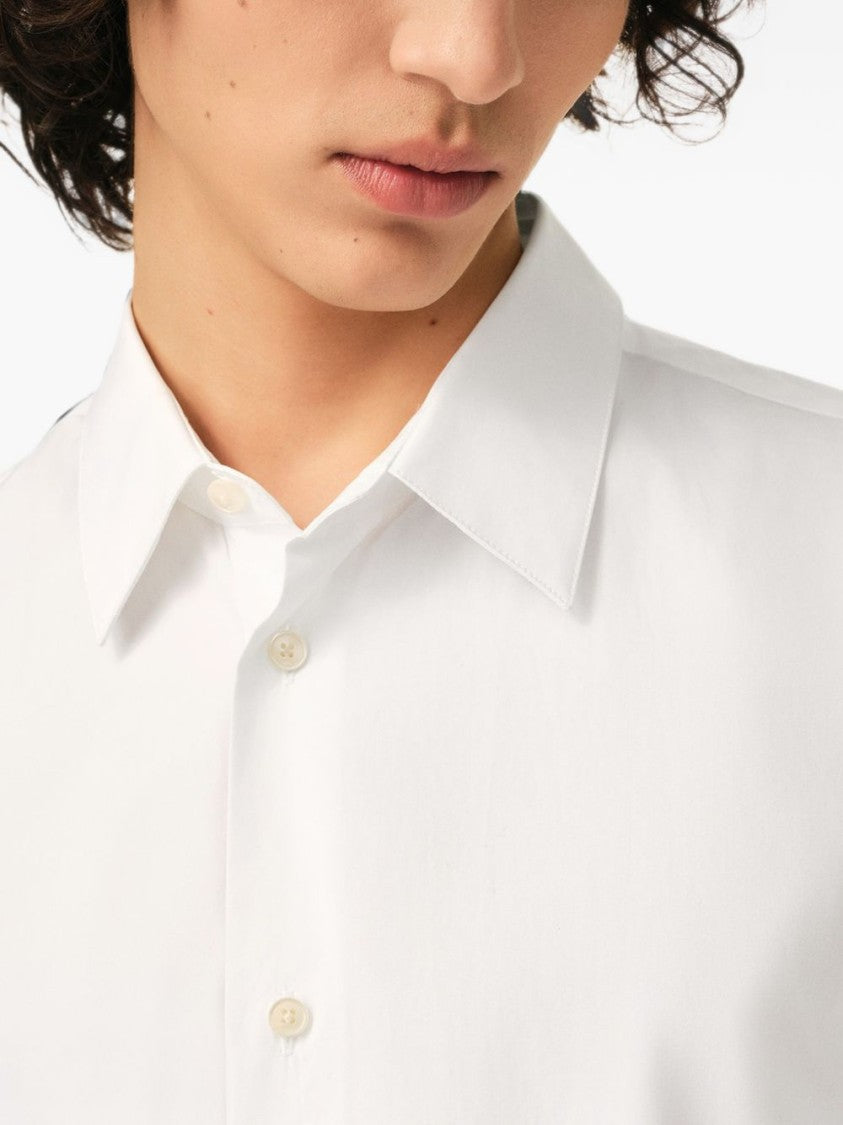 Ami Paris Long Sleeve Minimalist Shirt With Pointed Collar