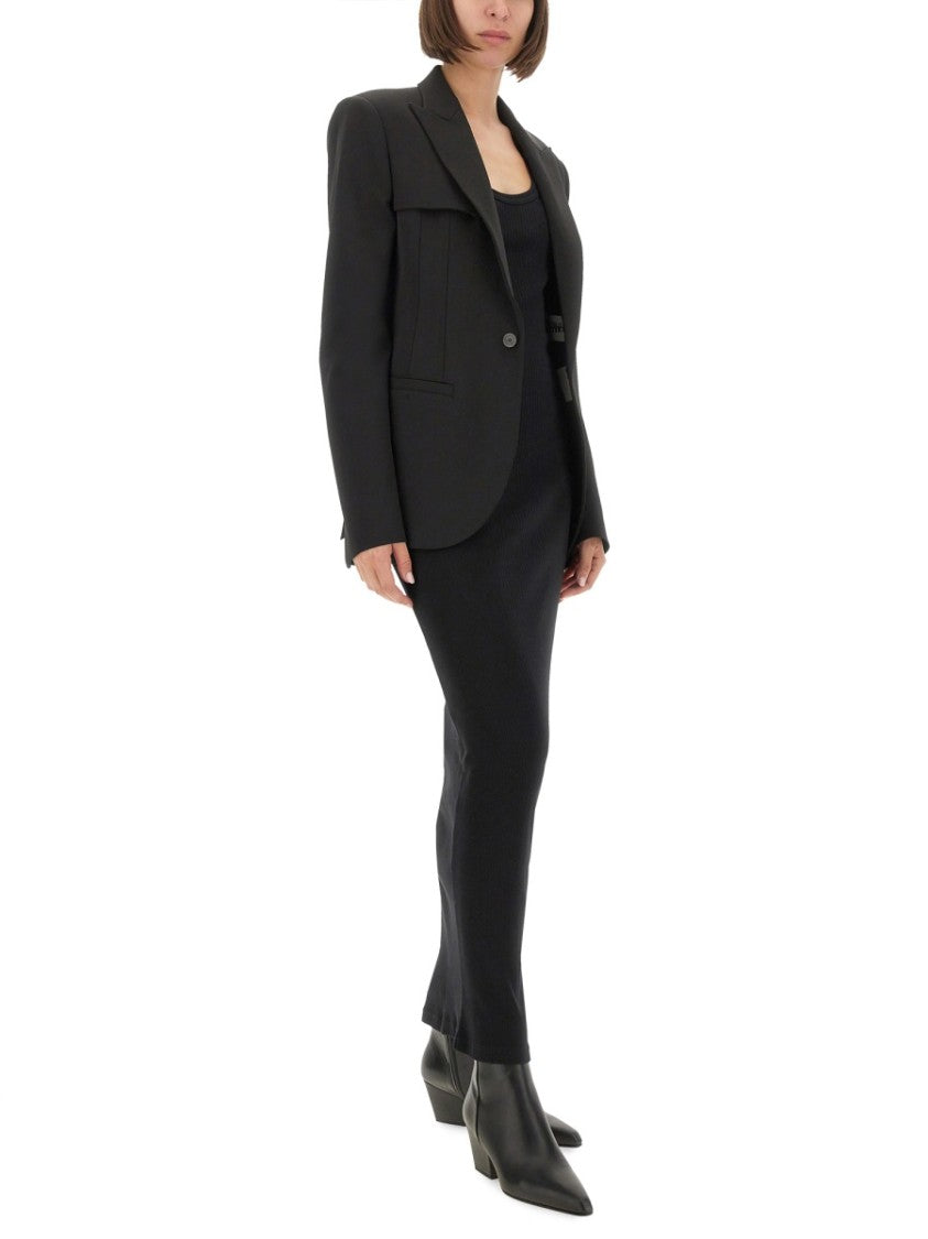 Jean Paul Gaultier Ribbed Black Maxi Dress