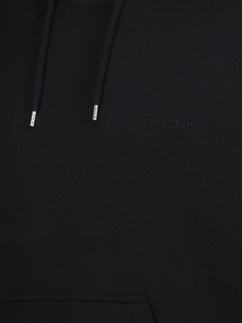 Courrèges Black Cotton Embroidered Logo Sweatshirt