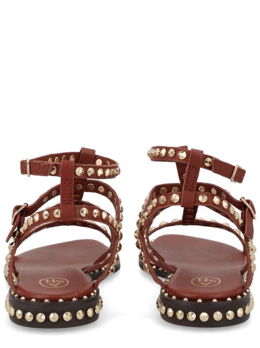 Ash Gladiator Buckles Studded Flat Sandals