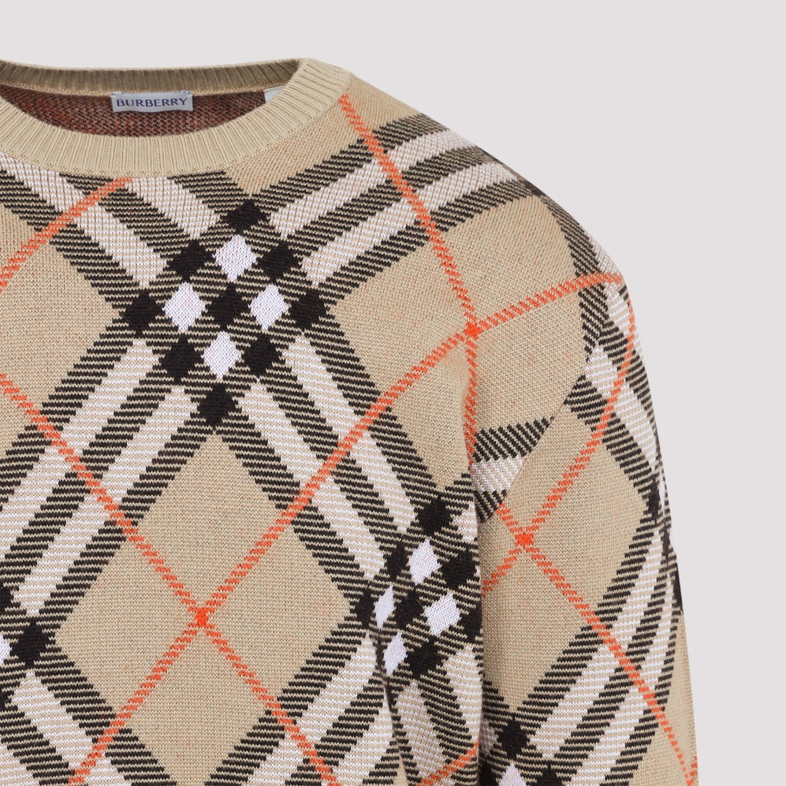 Burberry Sand Beige Wool Check Pullover