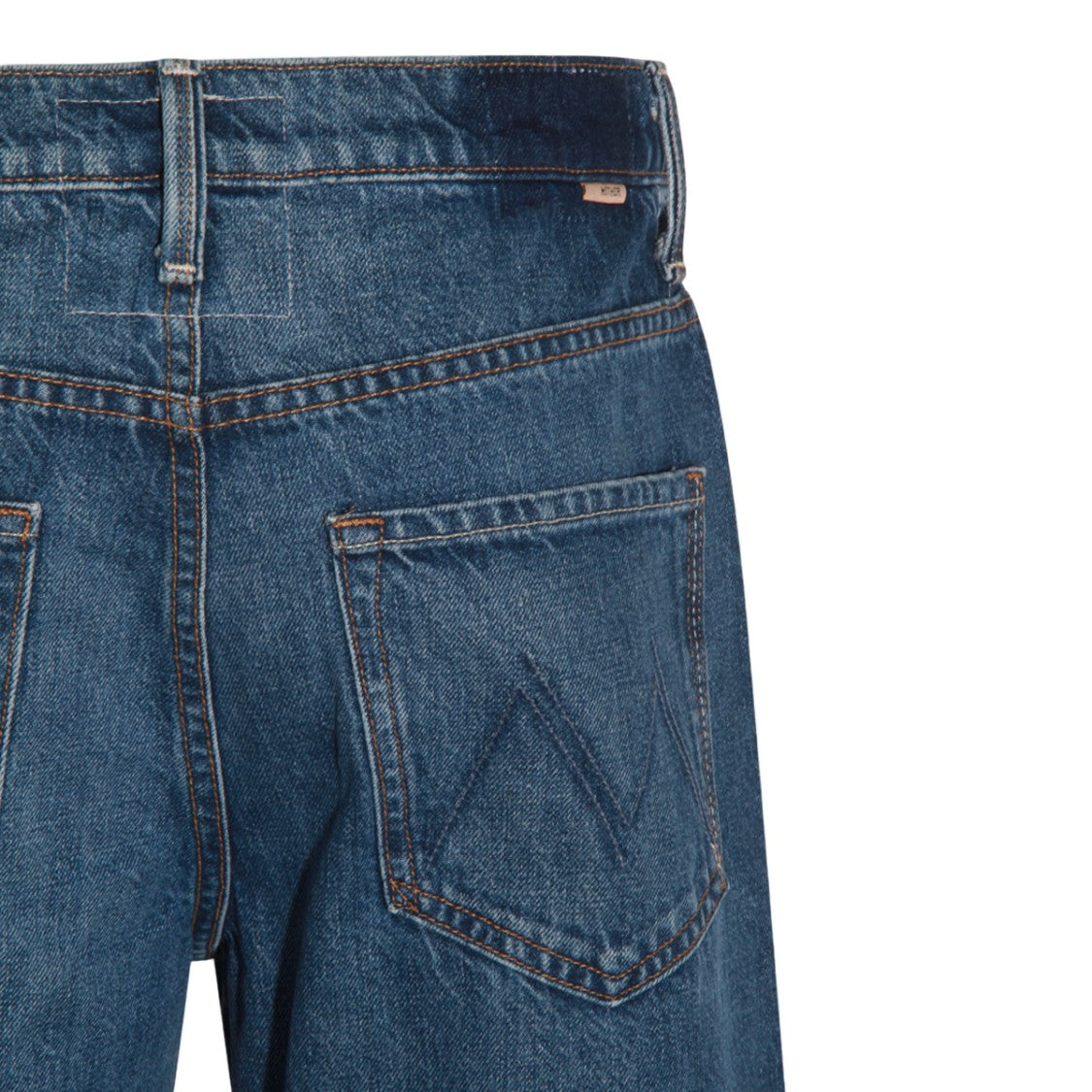 Mother Medium Blue Relaxed-Fit Jeans With Stitched Detailing