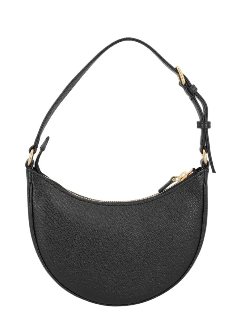 Valentino Garavani Black Textured Leather Crescent Shoulder Bag