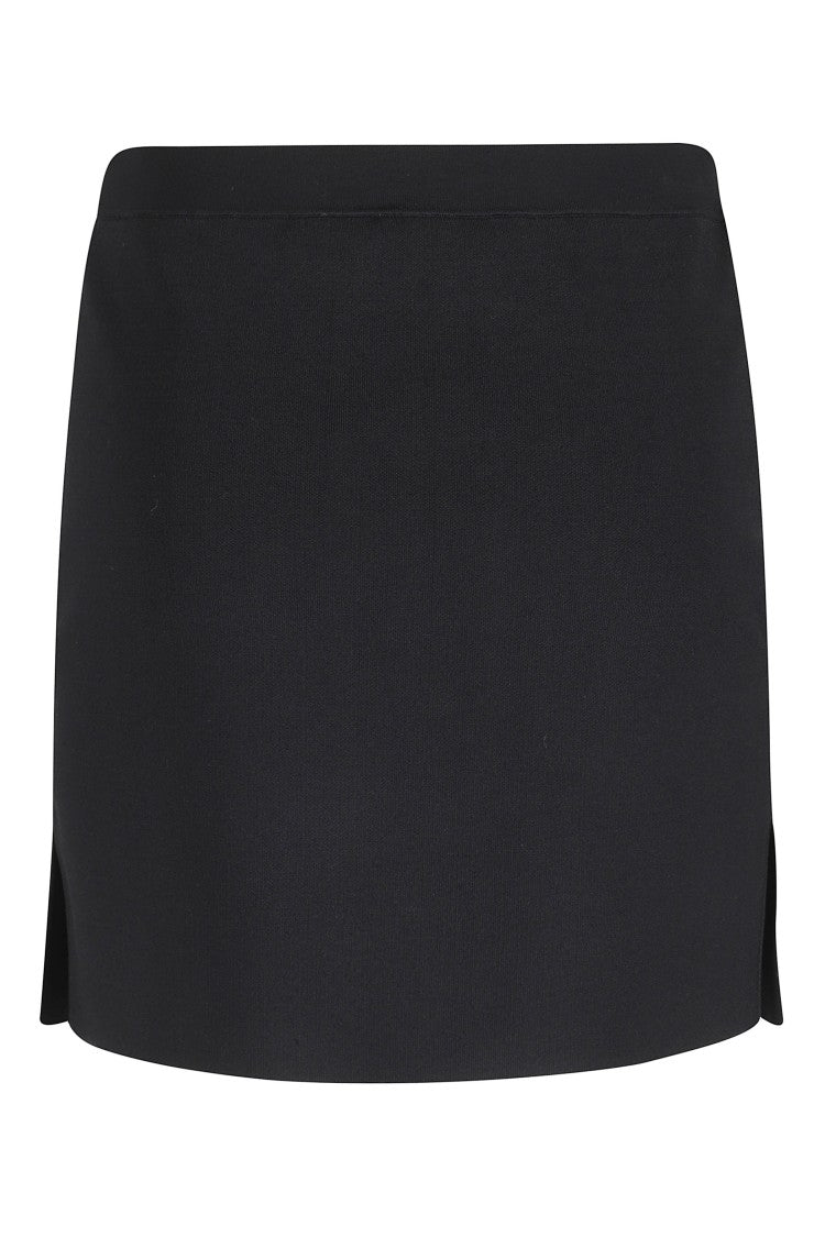 Alexander Wang Black Logo Side-Slit Rayon Mini Skirt
