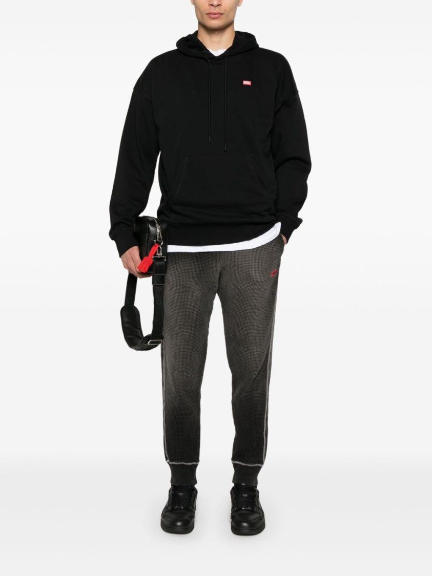 Diesel Hooded Black Sweatshirt With Kangaroo Pocket