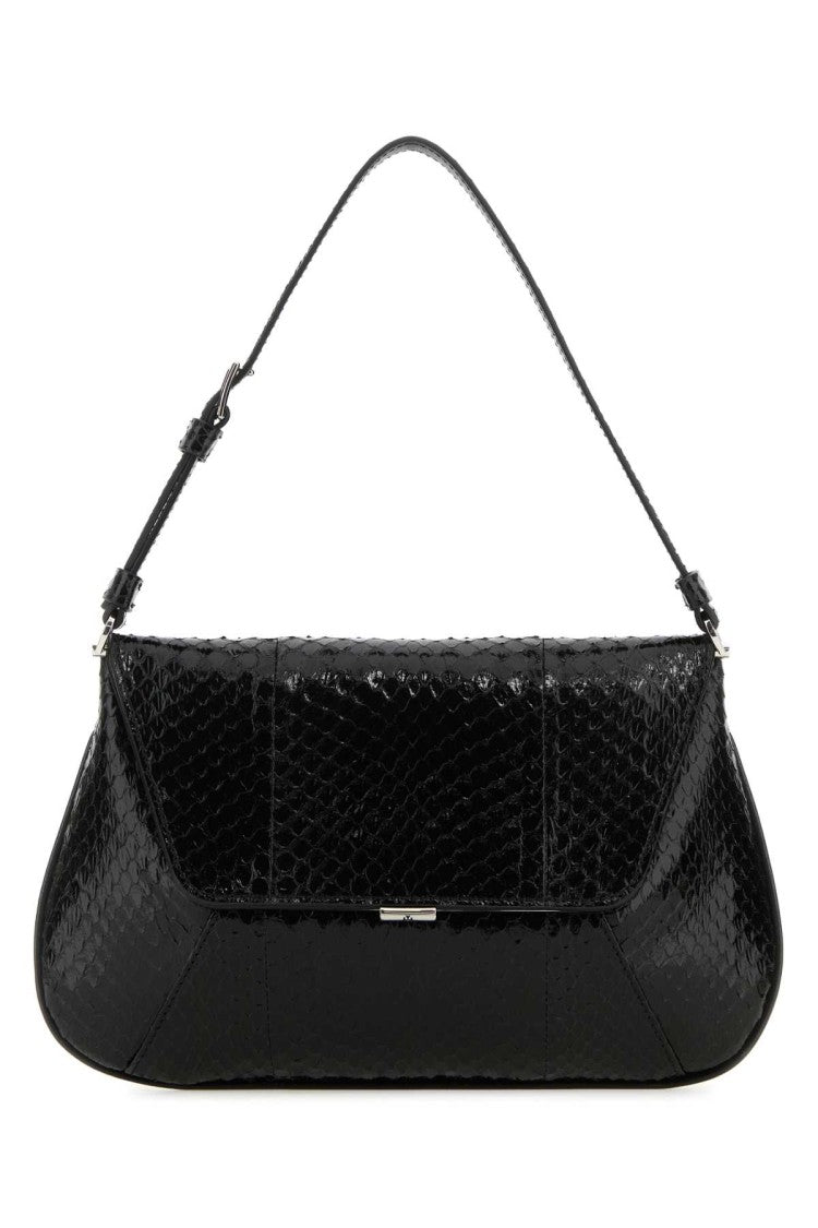 Amina Muaddi Black Leather Ami Handbag