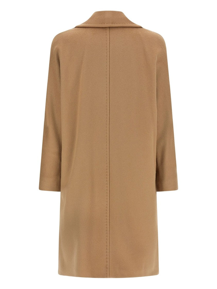 Max Mara Double-Breasted Camel Coat With Kimono Sleeves