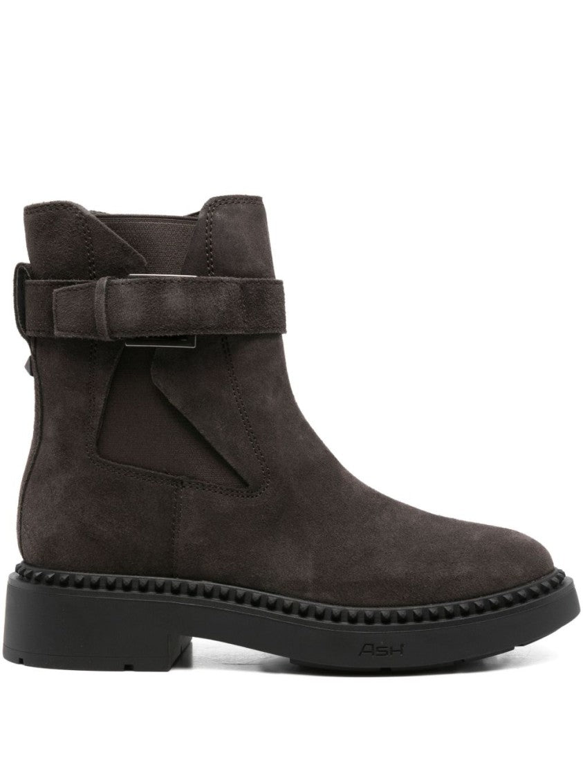 Ash Soft Suede Ankle Boots With Buckle Detail