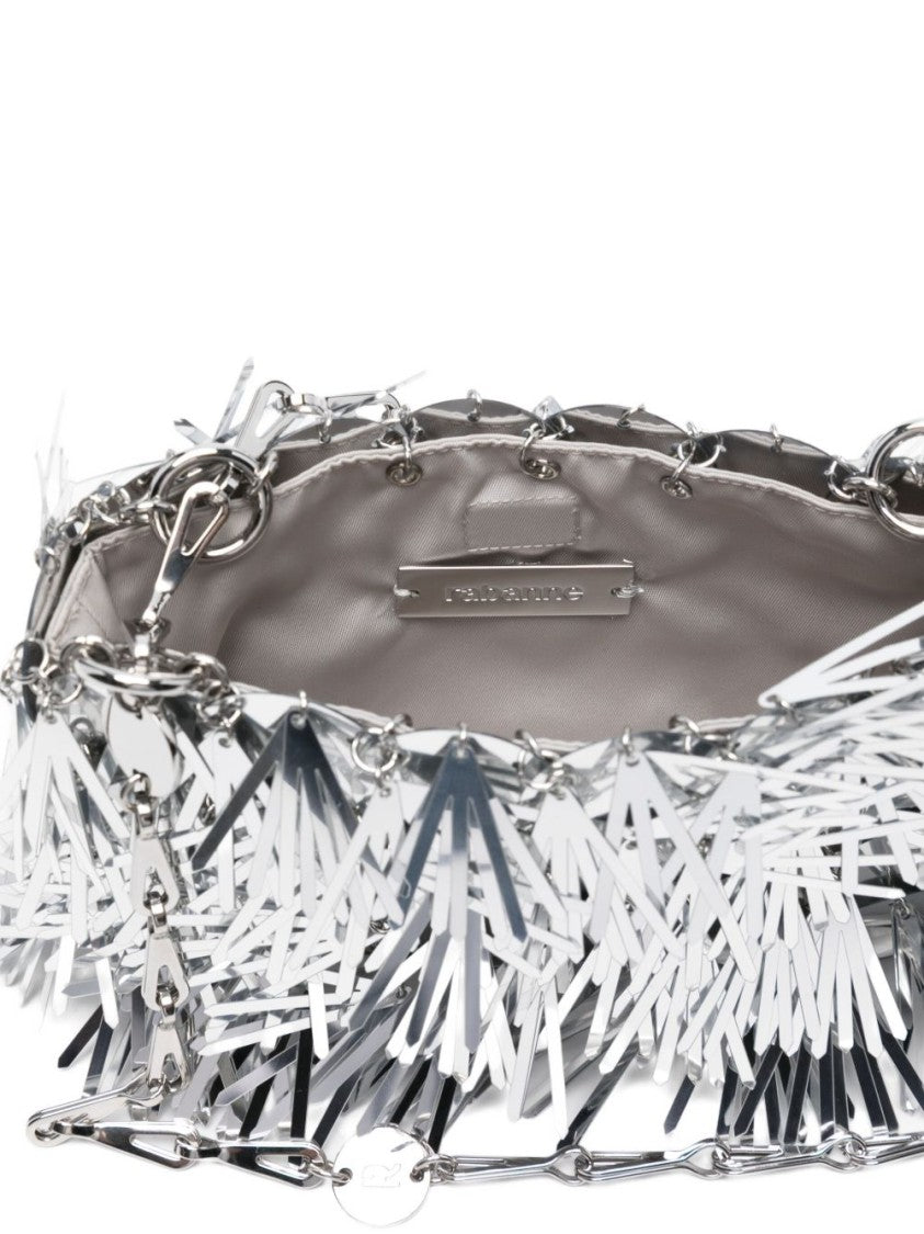 Rabanne Nano Sparkle Handbag With Silver Metallic Finish