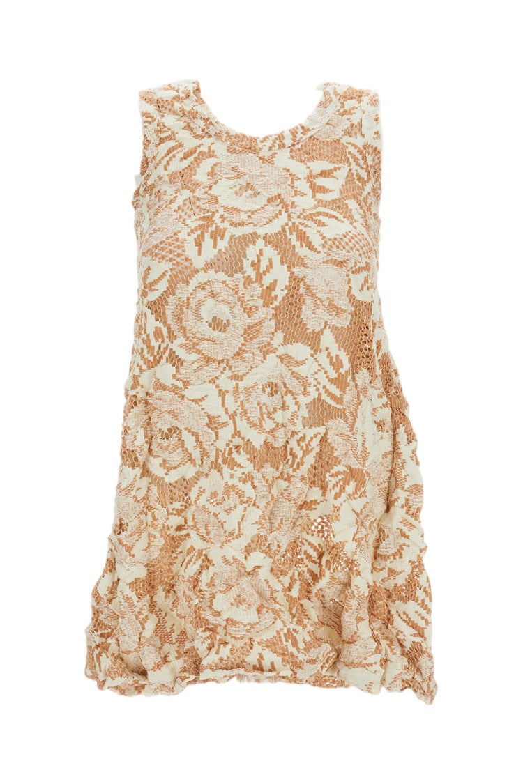Comme Des Garçons Shirred Floral Embroidered Structured Top