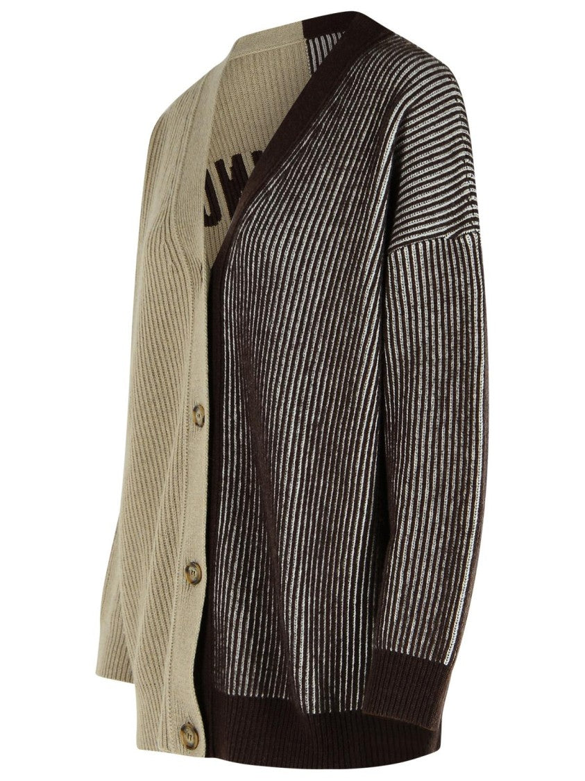 Moschino Jeans Two-Tone Cashmere Blend Cardigan