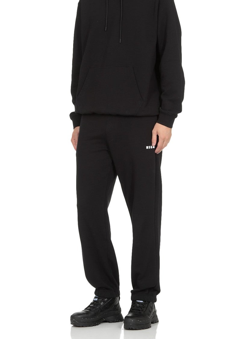 Msgm Relaxed-Fit Black Jogger Pants With Subtle Logo Detail