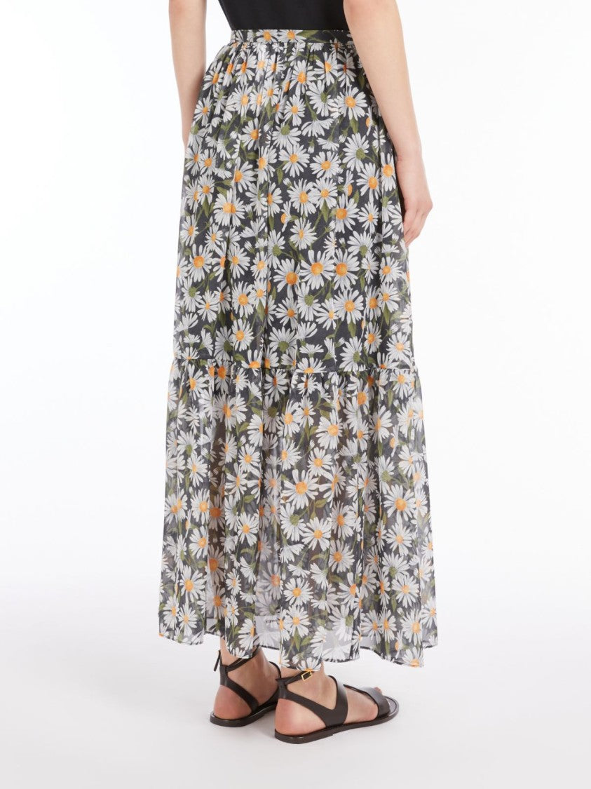 Max Mara Floral-Printed Maxi Skirt With Ruffled Hem
