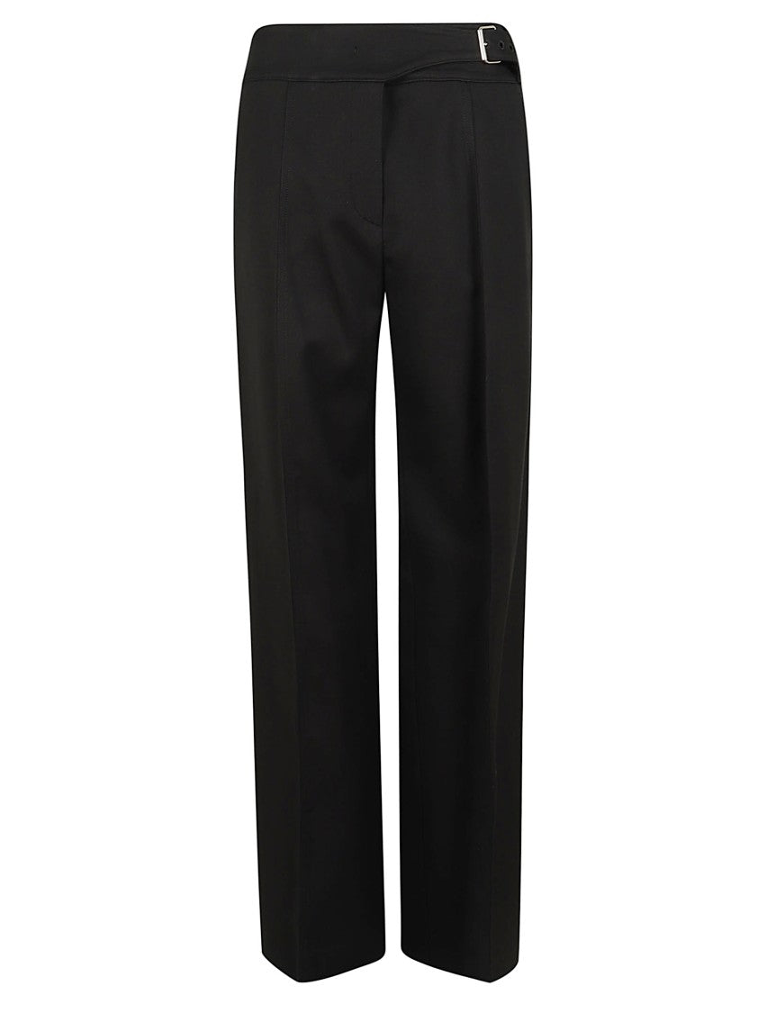Max Mara Palazzo-Style Trousers With Asymmetrical Waistband And Sleek Buckle