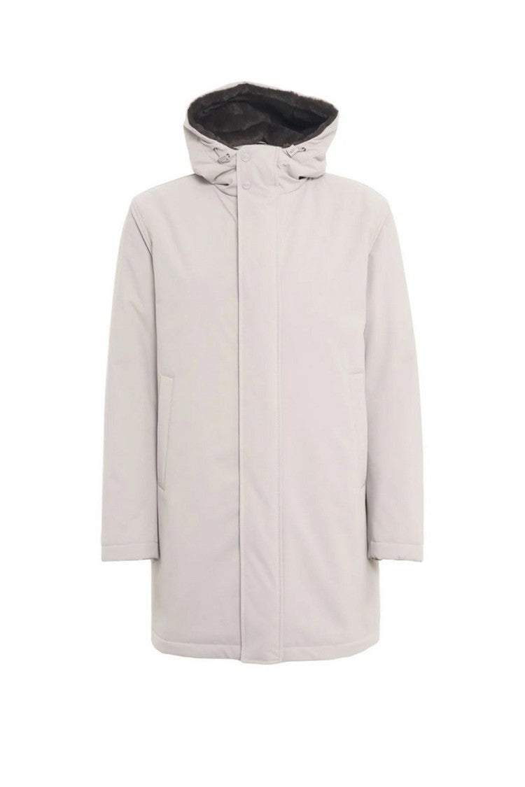 Herno Grey Polyester Hooded Parka Coat