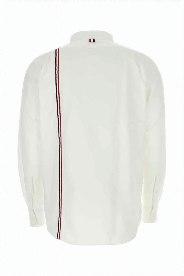 Thom Browne White Long-Sleeve Shirt With Vertical Stripe Accents