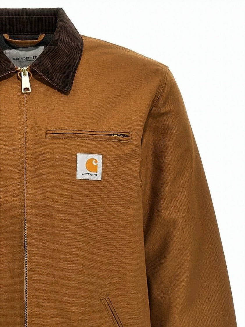 Carhartt Wip Structured Brown Organic Cotton Detroit Jacket With Corduroy Collar