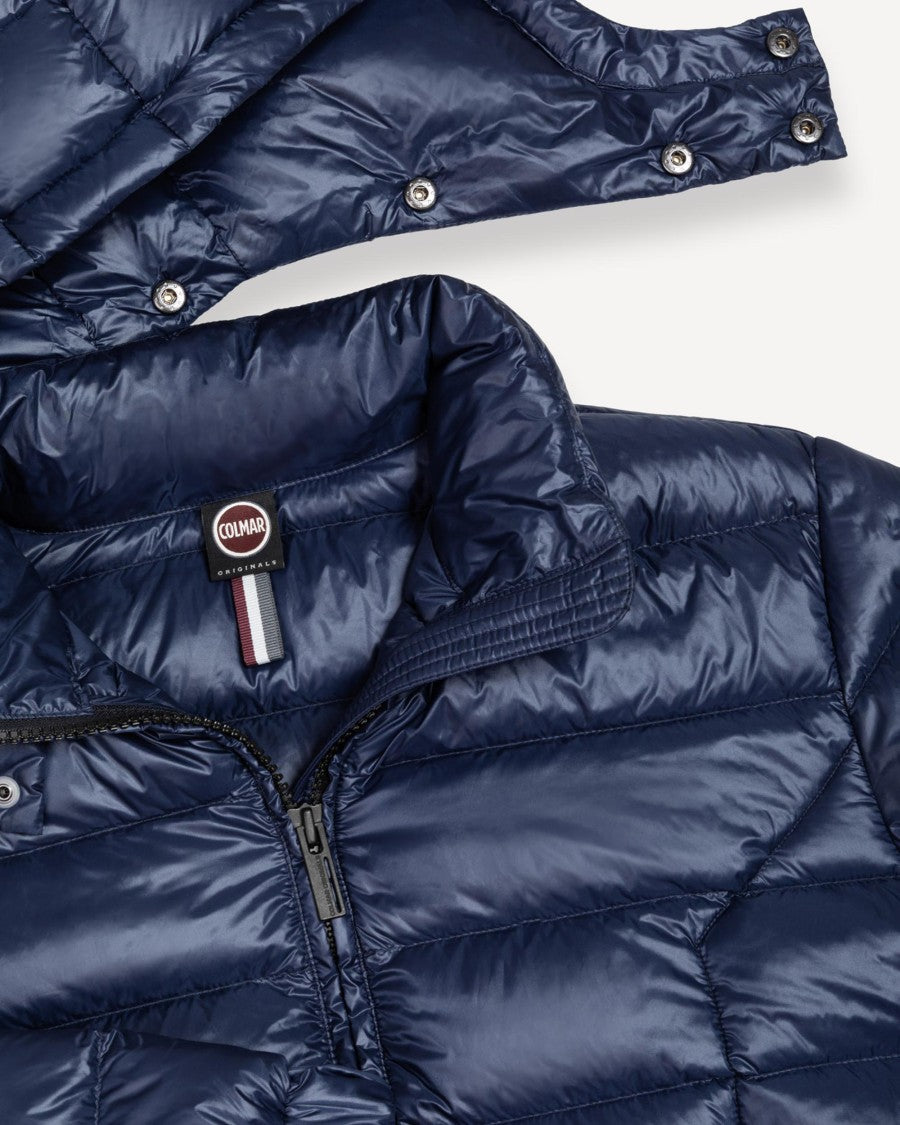 Colmar Glossy Navy Blue Puffer Jacket With Detachable Hood