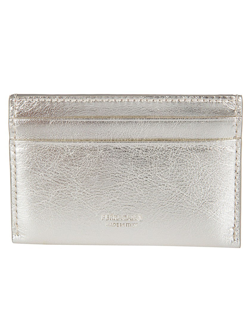 Ferragamo Laminated Calf Leather Wallet With Gold-Tone Gancini Ornament