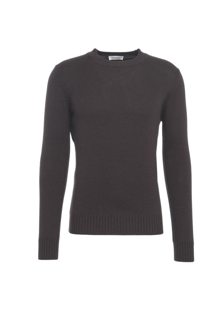 Kangra Fine Knit Wool Sweater With Round Neckline
