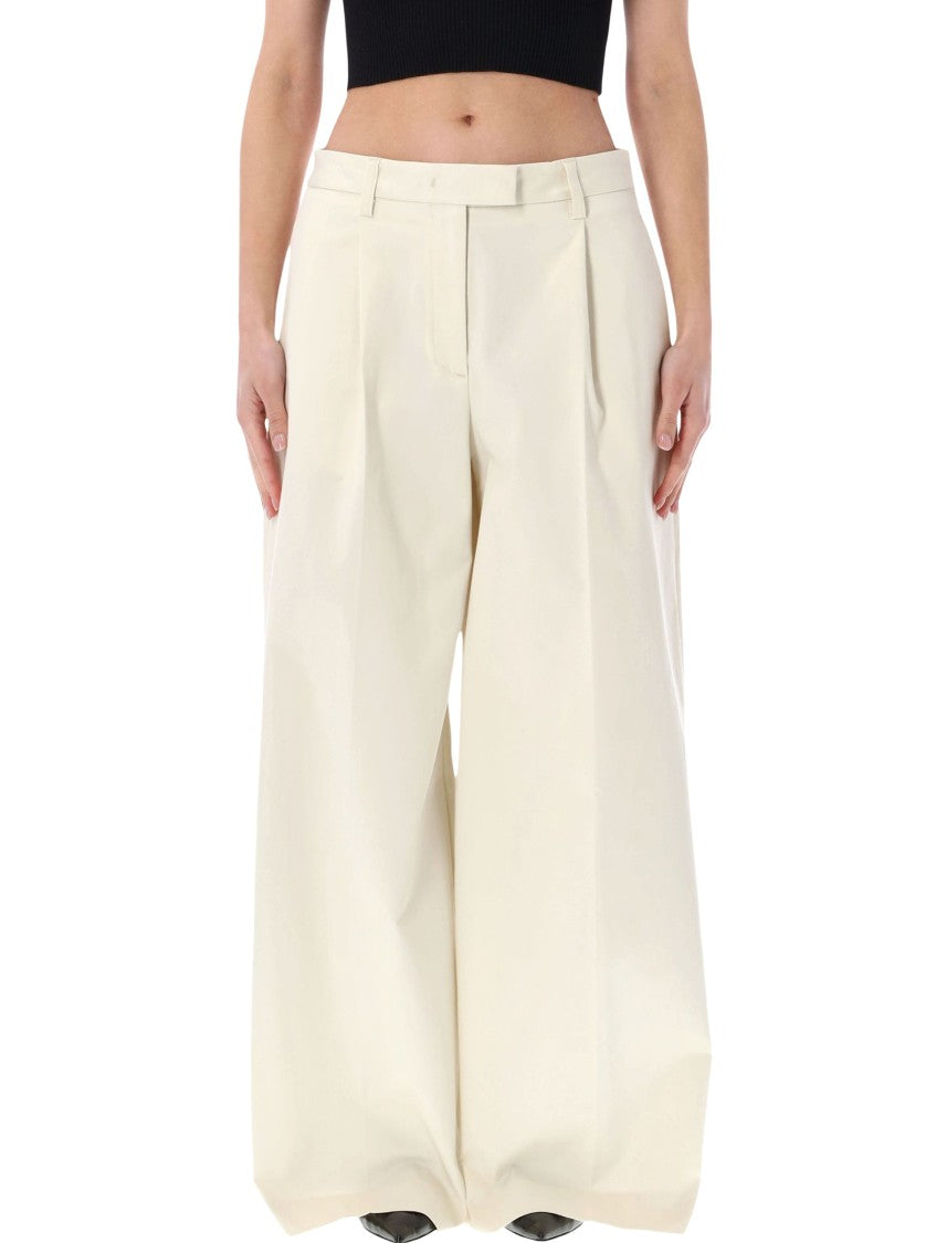 The Latest Deva Wide Leg Cotton Tailored Trousers