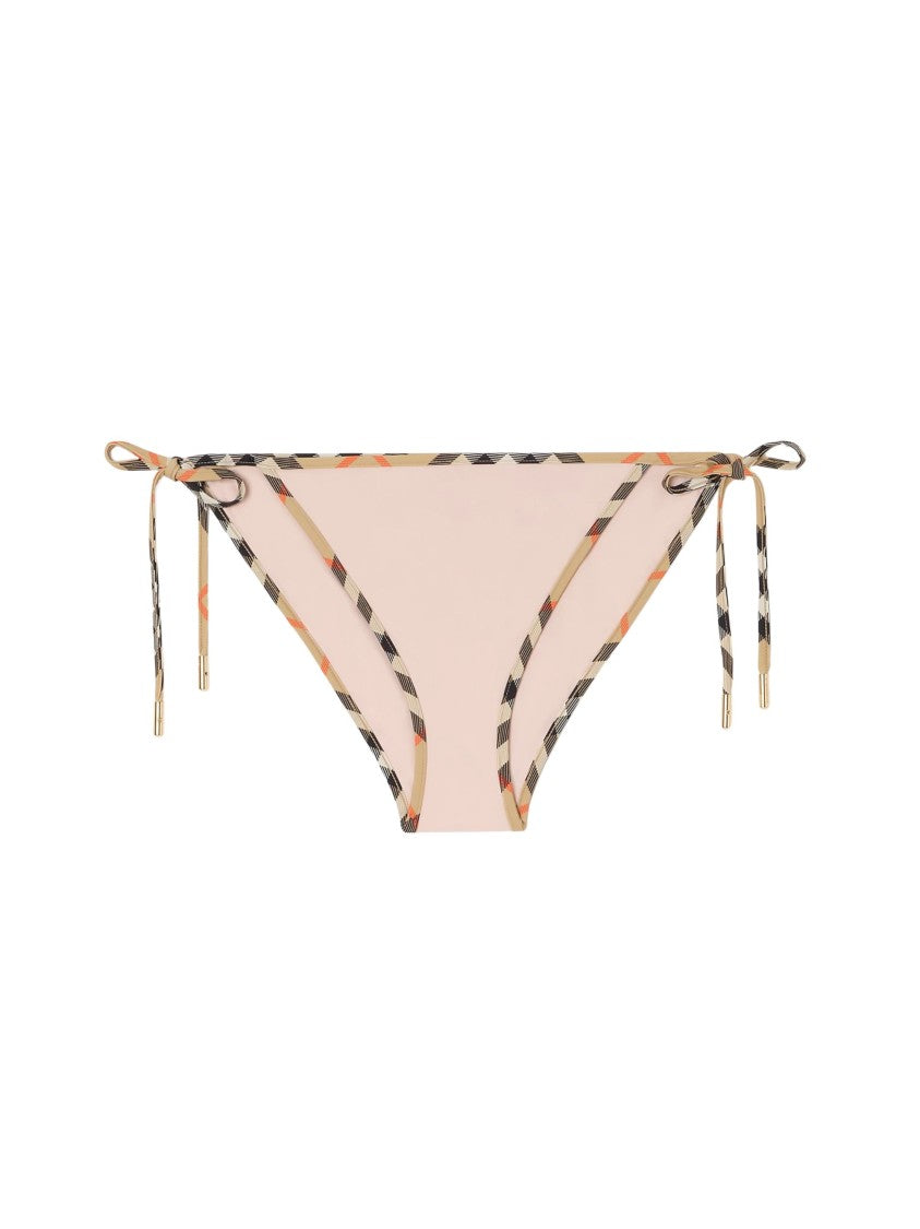 Burberry Pink Stretch Nylon Check Trims Bikini Bottoms