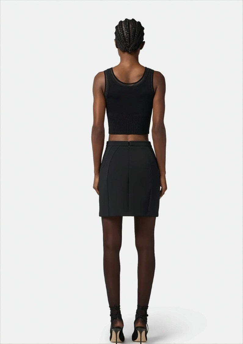 Elisabetta Franchi Ribbed Knit Top With Jewel Logo