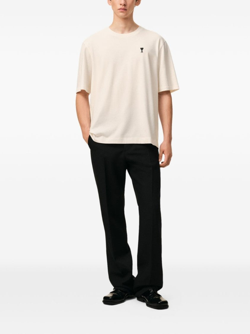 Ami Paris Cream Short-Sleeve T-Shirt