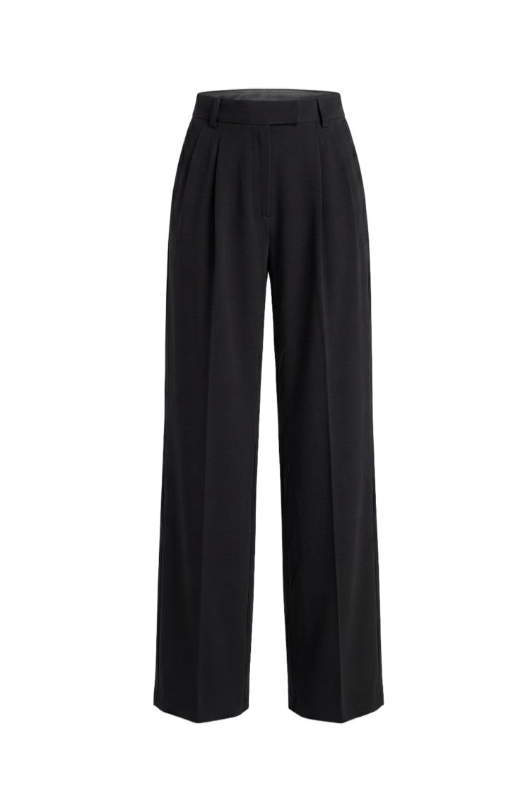Saiid Kobeisy Tailored Jet Black Gabardine Satin High-Waisted Pants