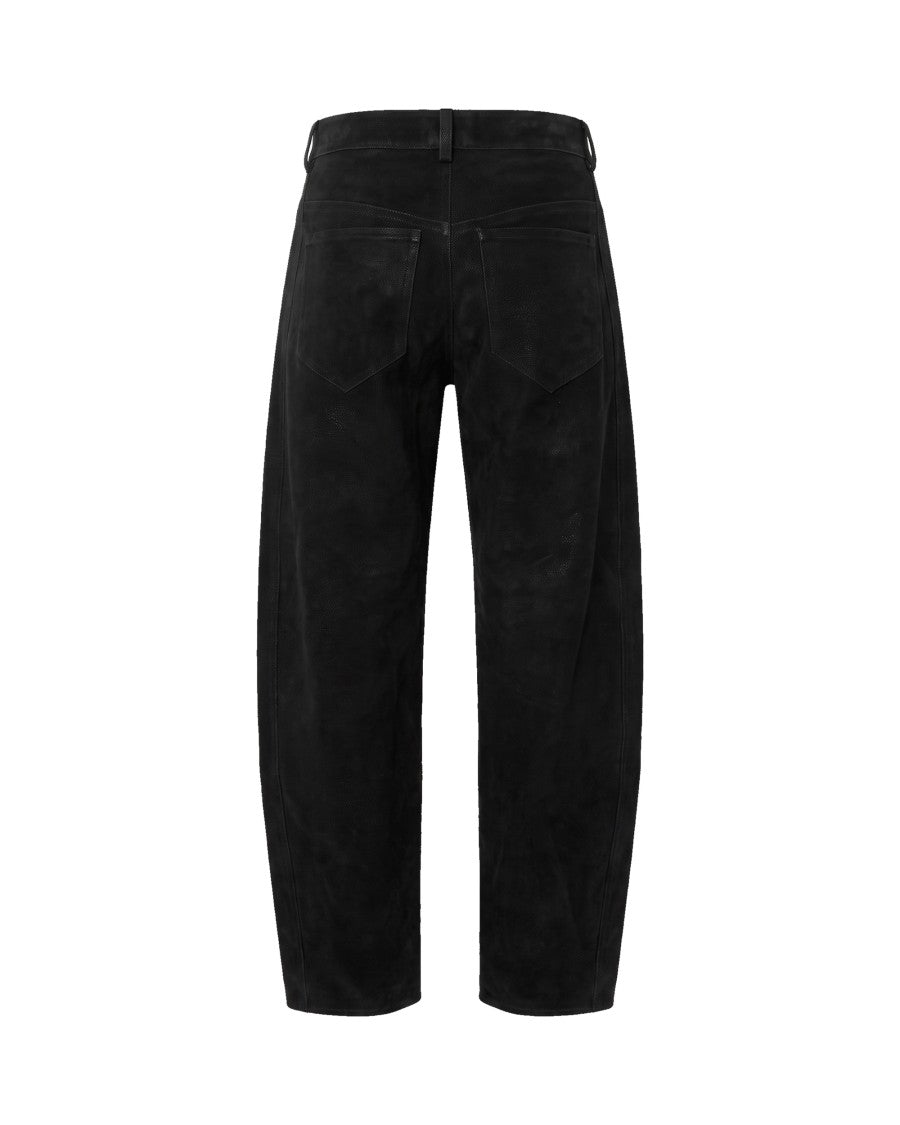 Isabel Marant Étoile Black Belky Worn-Effect Faux Suede Relaxed-Leg Pants