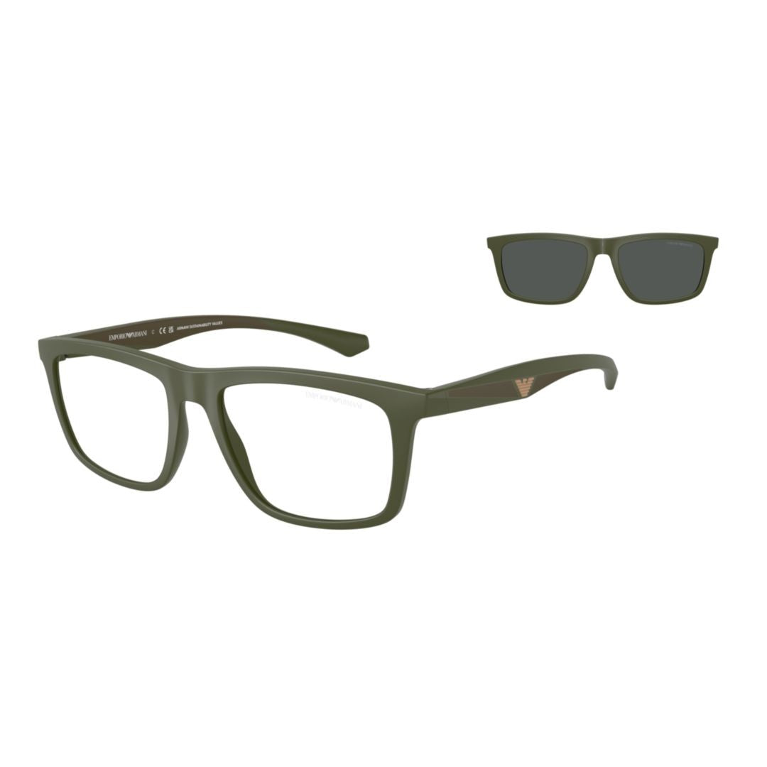 Emporio Armani 0Ea4235 Clip-On Rectangular Eyeglasses