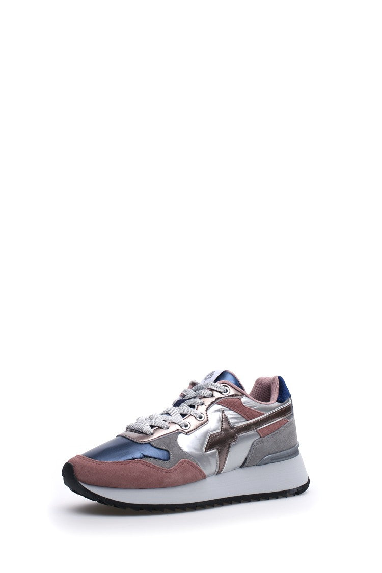 W6yz Navy Blue Technical Fabric Eco-Leather Sneakers