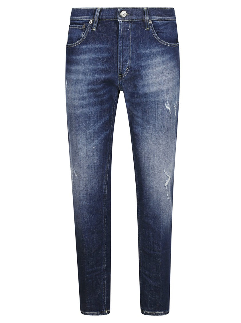 Dondup Five-Pocket Carrot Fit Jeans With Distressed Patches