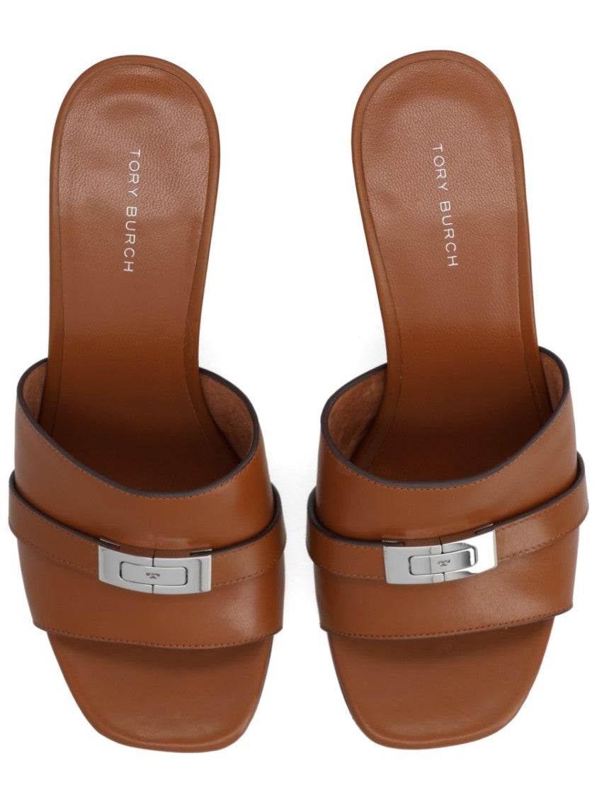 Tory Burch Leelee Bovine Leather Block Mules