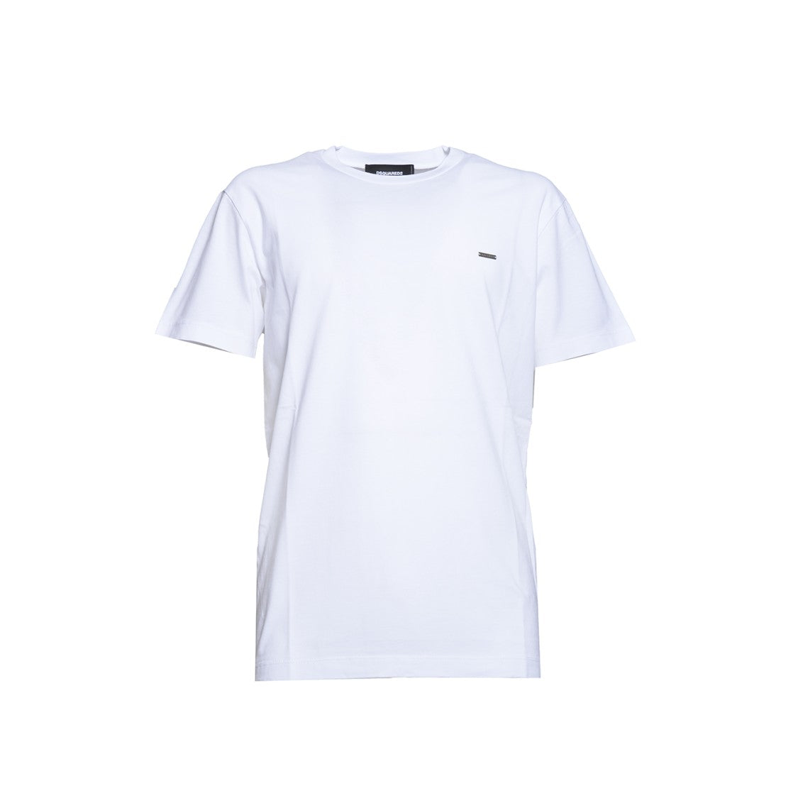 Dsquared2 Cool-Fit Crewneck White Cotton T-Shirt With Logo Plaque