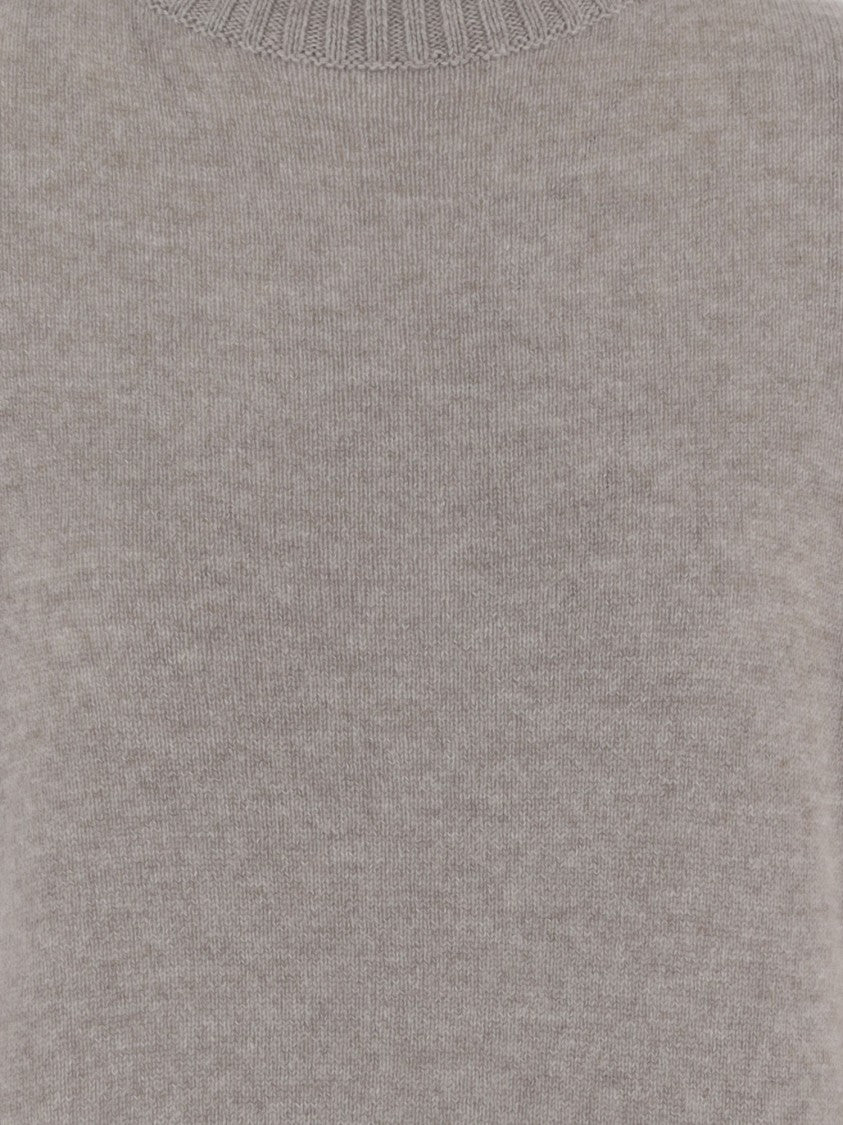 Allude Beige Ribbed Turtleneck Cashmere Sweater