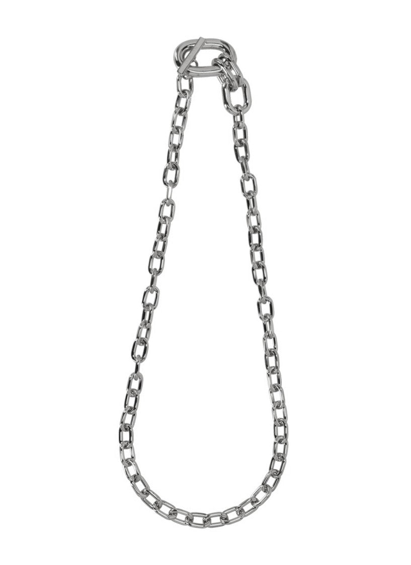 Rabanne Polished Silver Chain Necklace With Logoed T-Bar Fastening