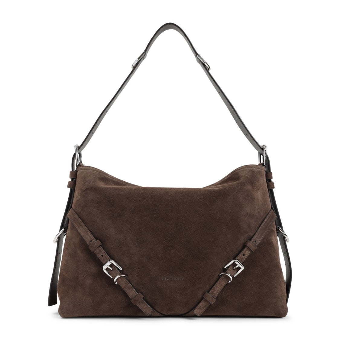 Givenchy Voyou Medium Brown Suede Calf Leather Shoulder Bag
