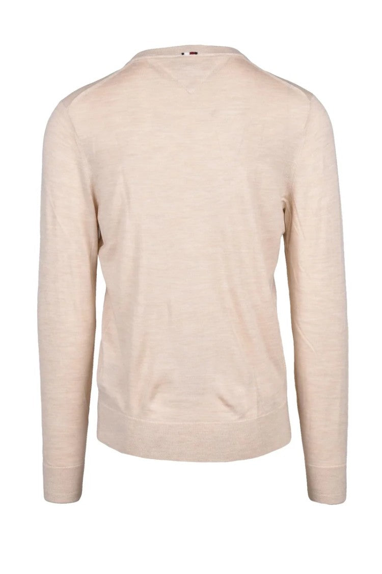 Tommy Hilfiger Beige Fine-Knit Cotton Sweater