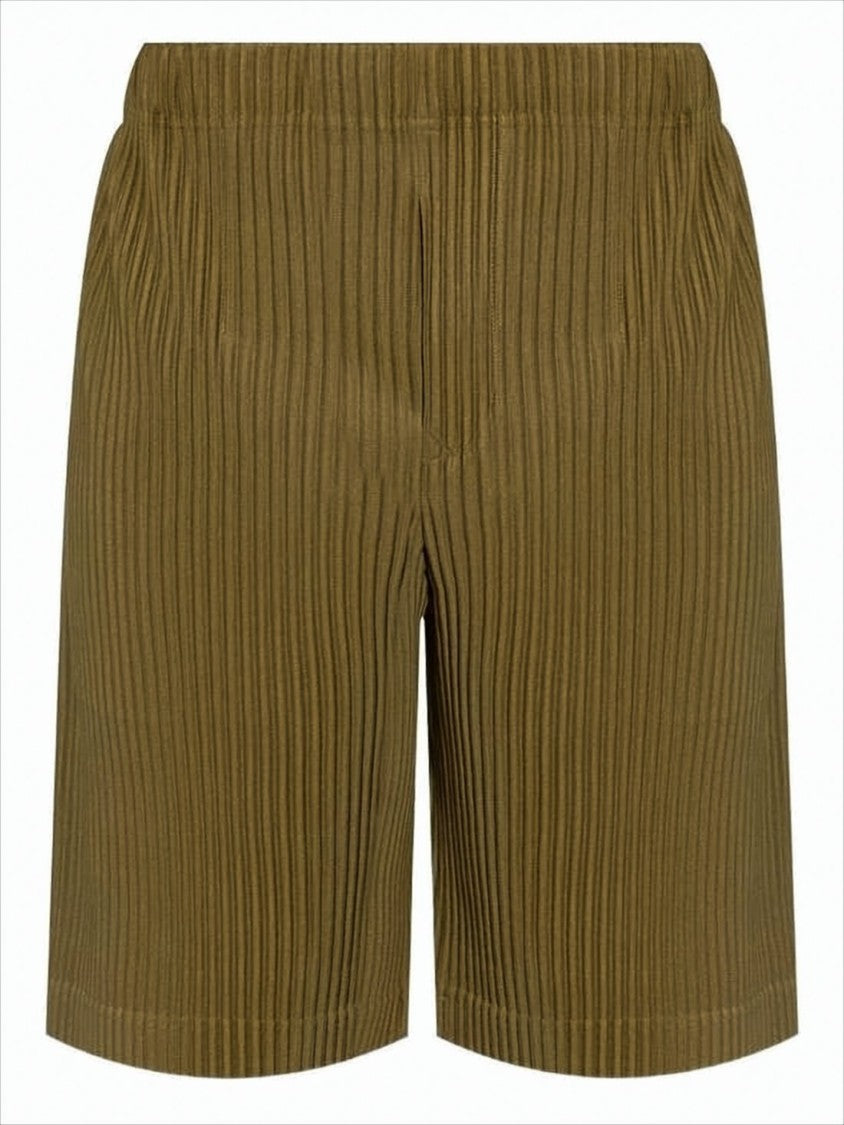 Homme Plissé Issey Miyake Pleated Brown Shorts With Silhouette