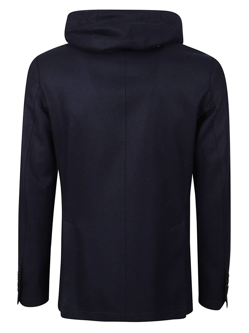 Eleventy Slim-Fit Hooded Blazer With Alcantara Accents